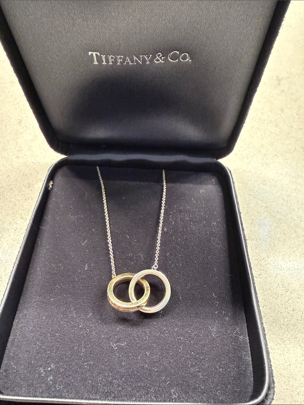 Tiffany & Co. Two-Ring Necklace in Silver and Gold Tones